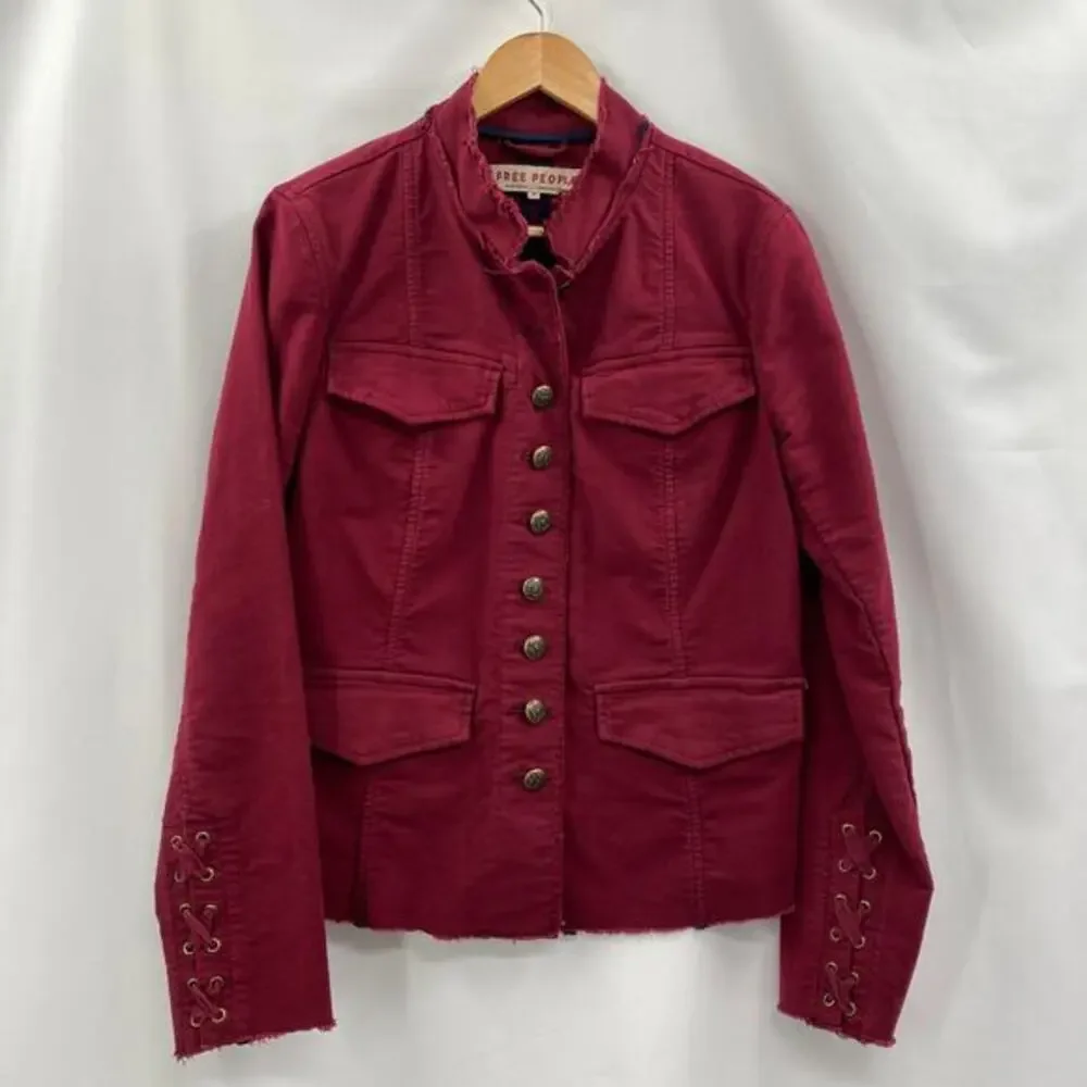 Free people‎ M Red Ella women's utility Jacket